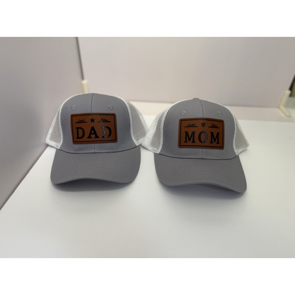 Gray Mesh Adjustable Dad and Mom Baseball Caps Set Summer Casual